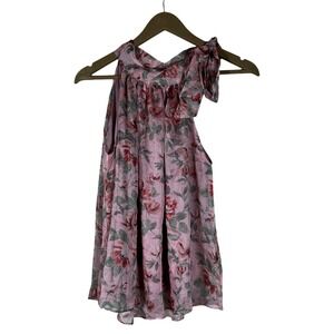 NWT Playboy Galapagos Floral Halter Bow Neck Sleeveless Top Pink Romantic Size 8